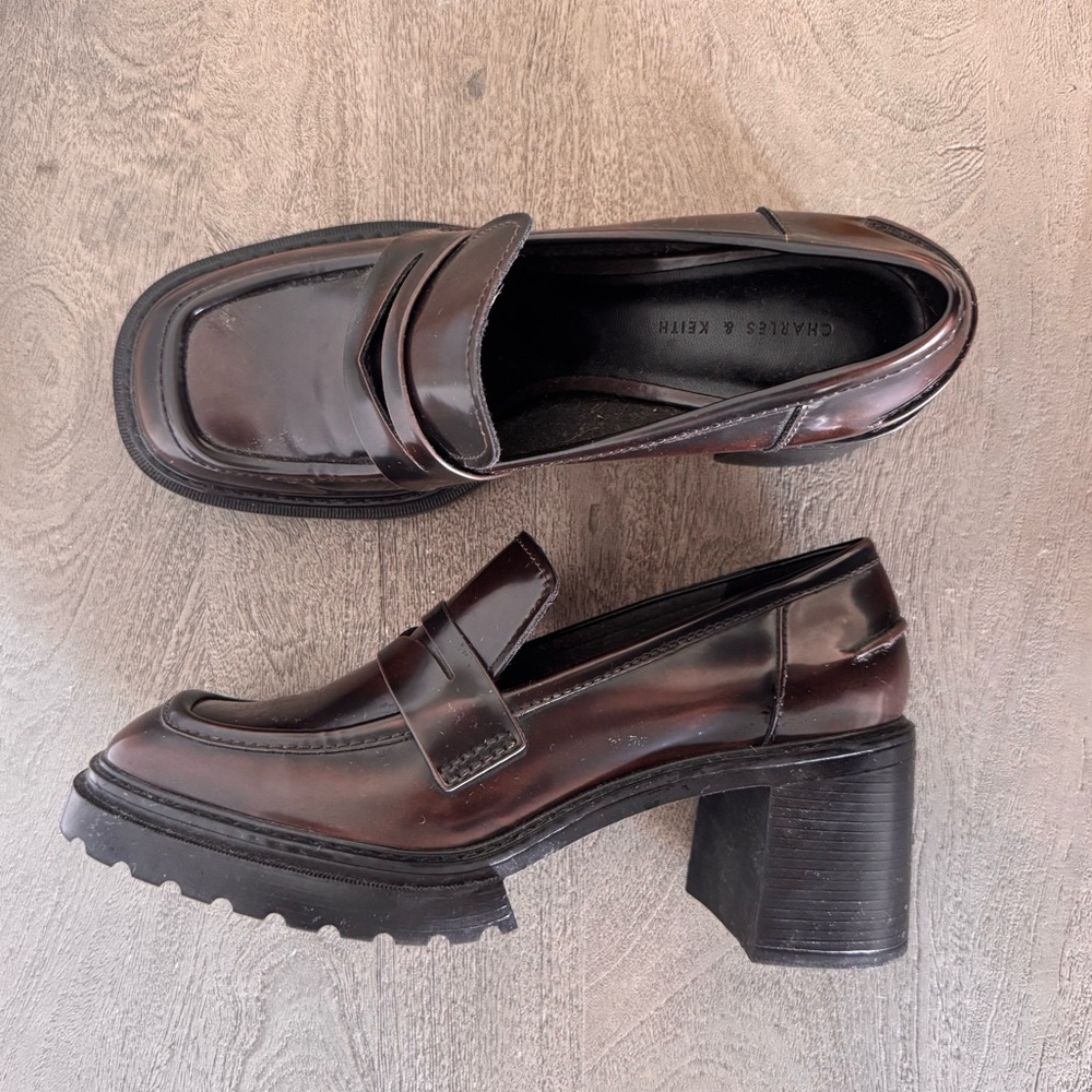 Charles & Keith Dark Brown Loafers with Chunky Heel